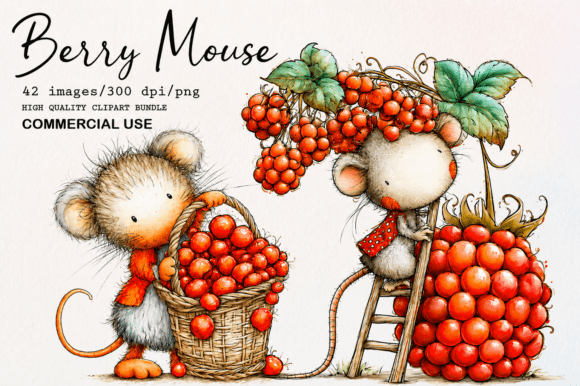 Download Cute Berry Mouse Watercolor PNG Clipart - Png Collection