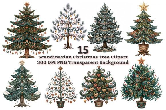 Download Scandinavian Christmas Tree Clipart PNG - Christmas tree clipart Collection