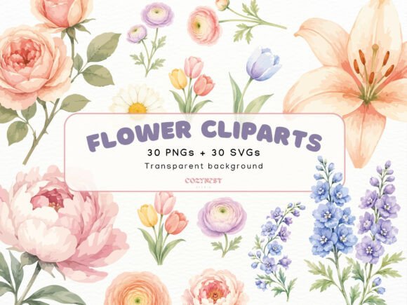 Download Flowers Watercolor Cliparts, Pastel PNG - Png Collection