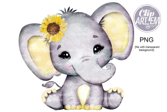 Download Sunflower Baby Girl Elephant PNG Images - Png Collection