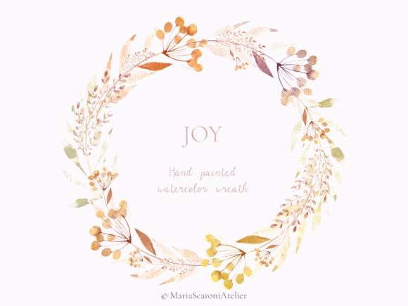 Download JOY Hand Painted Watercolor Wreath - Watercolor wreath Collection