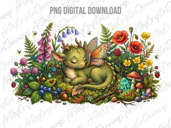 Download Floral Sleeping Fairy Dragon PNG - Png Collection