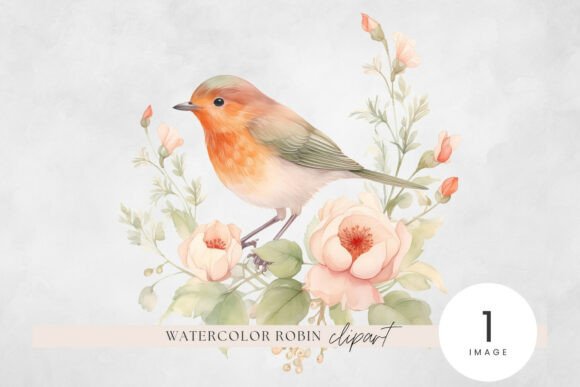 Download Robin Watercolor Clipart PNG, Floral - Png Collection