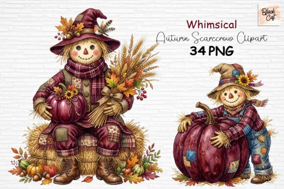 Download Whimsical Autumn Scarecrow Clipart PNG - Png Collection
