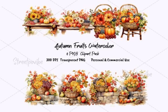 Download Fruit Autumn Watercolor Clipart PNG Pack - Png Collection