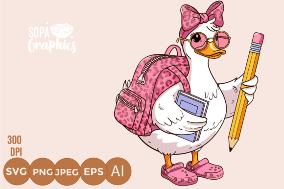 Download Back to School Stylish Cartoon Duck Png - Png Collection