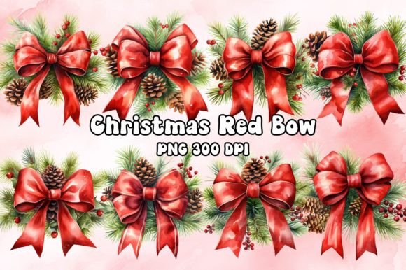 Download Red Christmas Bow Watercolor - Premium Resources