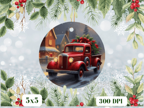 Download Christmas Red Truck Sublimation Png - Png Collection