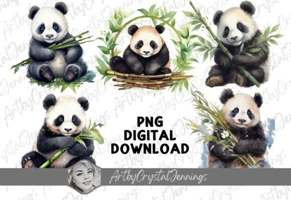Download Watercolor Panda Bear with Bamboo PNG - Png Collection