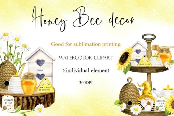 Download Watercolor Honey Bee Tiered Tray Png - Png Collection