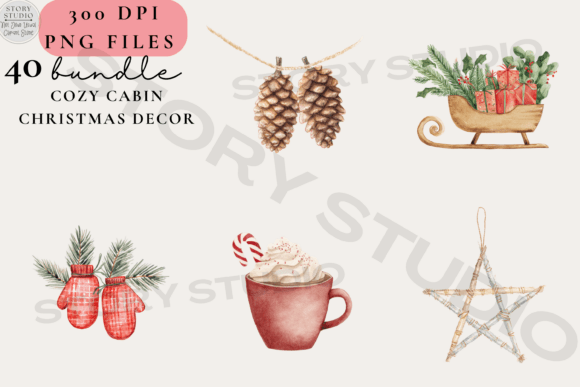 Download Cozy Cabin Christmas Decor PNG Bundle - Png Collection