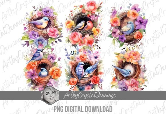 Download Colorful Floral Bird Nest Design PNG - Png Collection