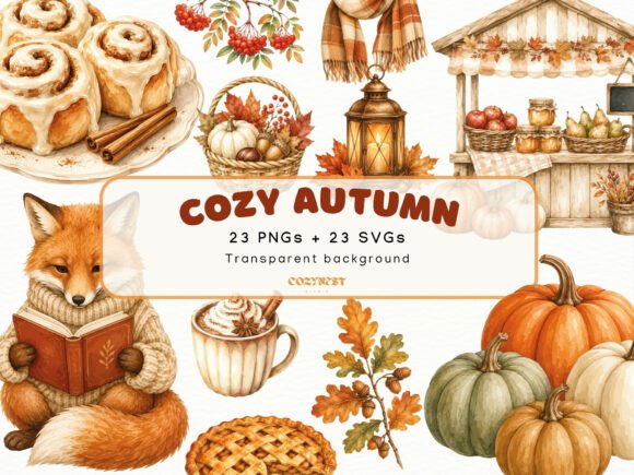 Download Cozy Autumn Watercolor Clipart, Fall PNG - Png Collection