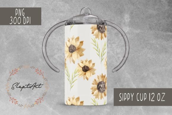 Download 12 Oz Sippy Cup Sunflower Design PNG - Png Collection