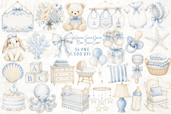Download Nautical Nursery Baby Shower Clipart PNG - Png Collection