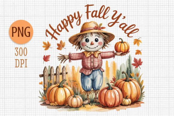 Download Happy Fall Y’all Scarecrow Clipart PNG - Png Collection