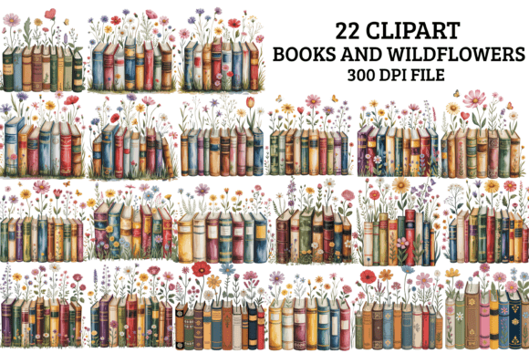 Download Books and Wildflowers Clipart Bundle PNG - Png Collection