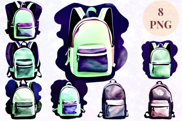 Download Backpack Watercolor 7 Clipart PNG - Png Collection