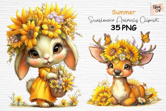 Download Summer Sunflower Animals Clipart PNG - Png Collection