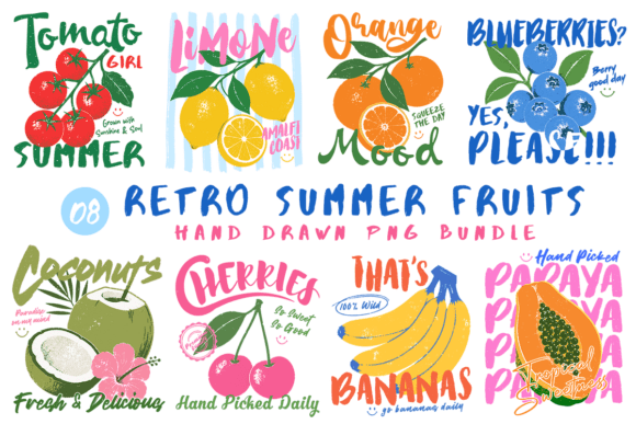 Download Retro Summer Fruits PNG Bundle - Png Collection