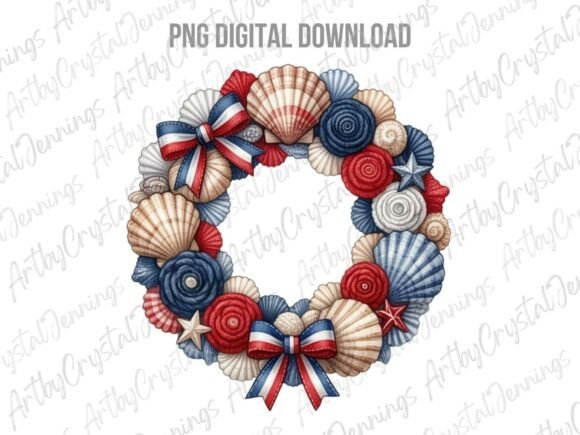 Download American Patriotic Seashell Wreath PNG - Png Collection