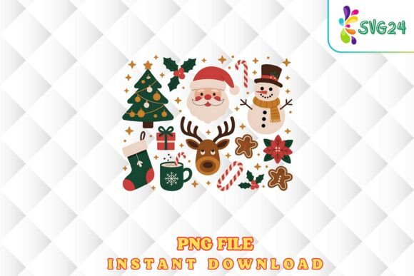 Download Cute Retro Christmas Elements Png - Png Collection