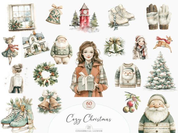Download 60 PNG Cozy Christmas Clipart Set - Png Collection