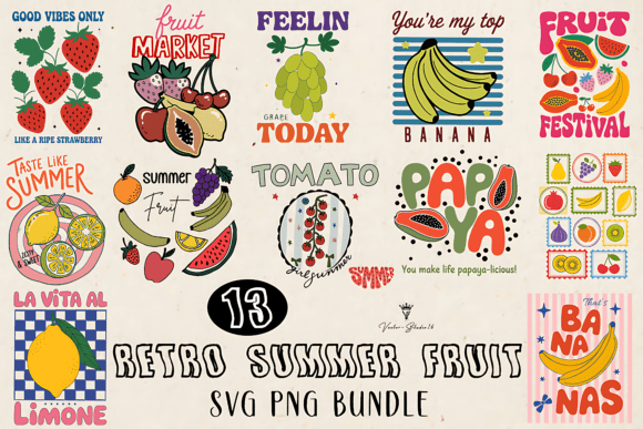 Download Retro Summer Fruit SVG PNG Bundle - Png Collection