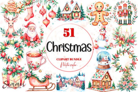 Download Watercolor Christmas PNG Holiday Bundle - Png Collection