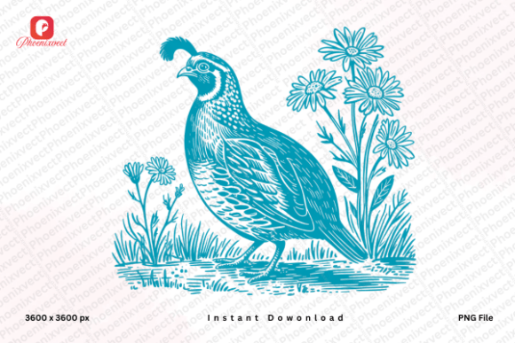 Download Vintage Wildflower Quail Bird PNG - Png Collection