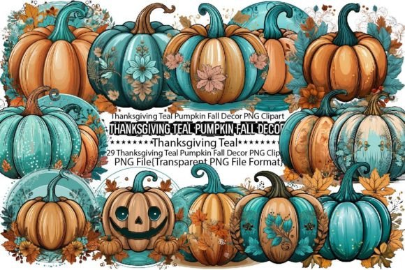 Download Thanksgiving Teal Pumpkin Fall Decor PNG - Png Collection