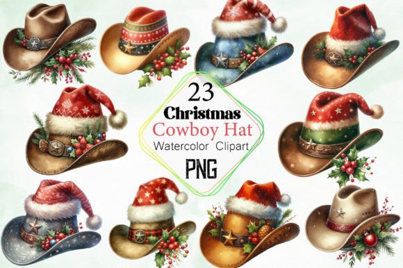 Download Watercolor Christmas Cowboy Hat Clipart - Cowboy hat clipart Collection