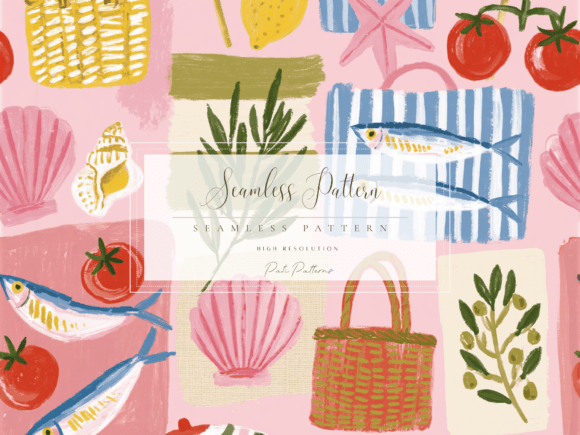 Download Seamless Coastal Summer Market Pattern PNG - Png Collection