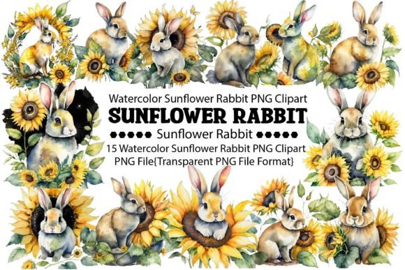 Download Watercolor Sunflower Rabbit PNG Bundle - Png Collection