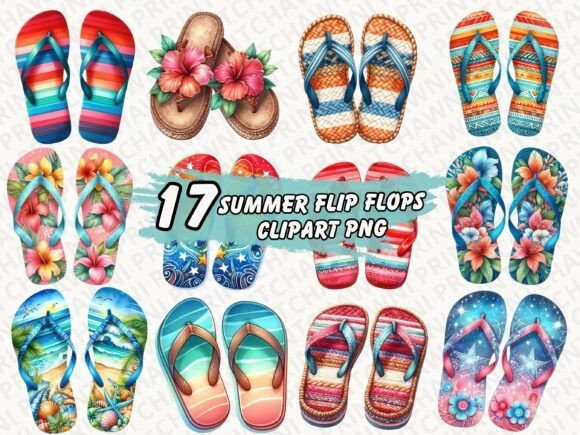 Download Retro Summer Flip Flops Clipart PNG - Png Collection