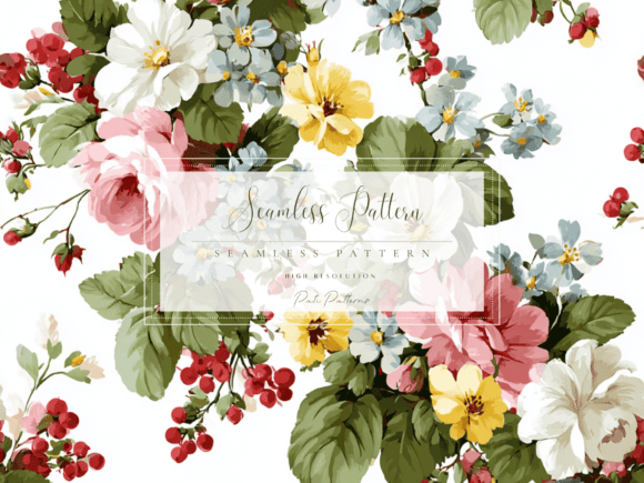 Download Vintage Floral Seamless Pattern PNG with Background - Png Collection