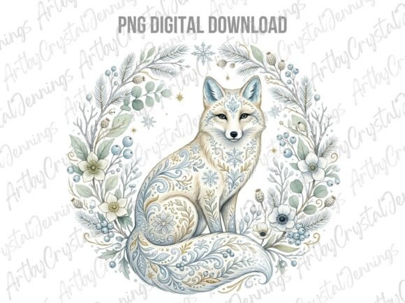 Download Winter Folk Art Fox Clipart PNG - Png Collection