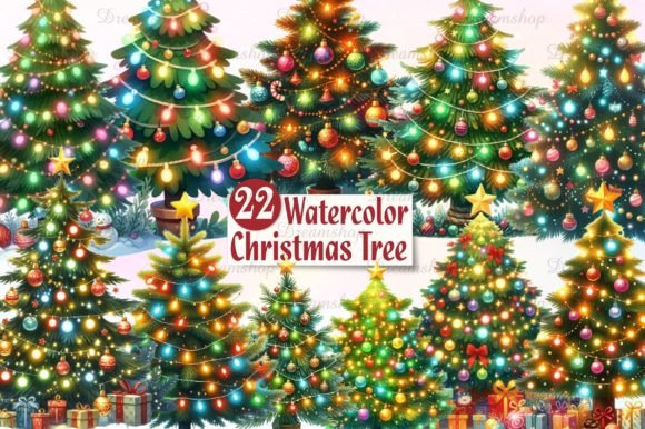 Download Watercolor Christmas Tree Clipart - Premium Resources
