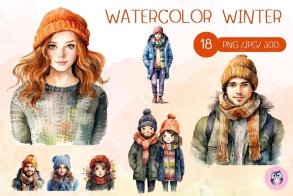 Download Watercolor Winter Clipart PNG/JPG Set - Png Collection