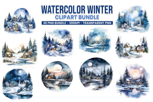 Download Watercolor Winter Clipart Png Bundle - Png Collection