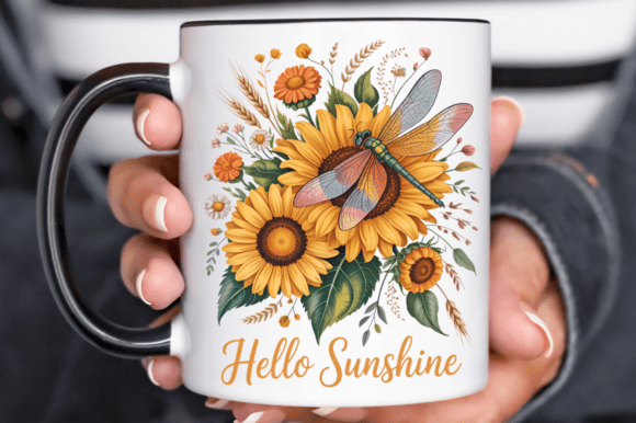 Download Sunflower Dragonfly Floral PNG Design - Png Collection