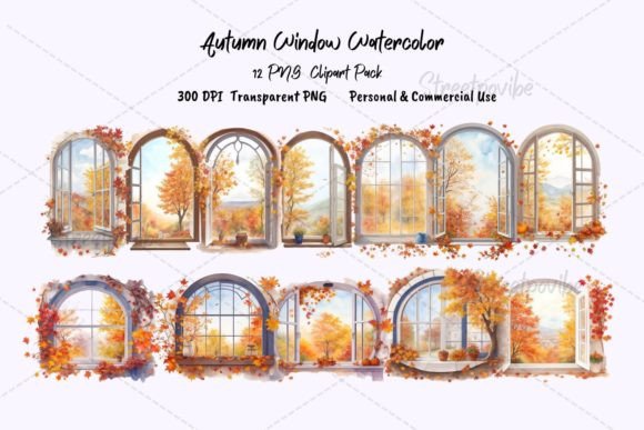 Download Window Autumn Watercolor Clipart PNG Pac - Png Collection