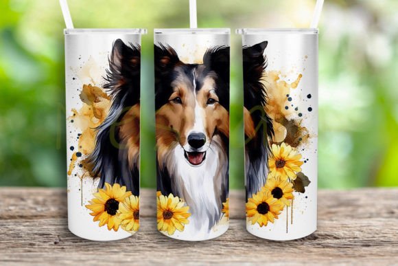 Download Watercolor Collie Sunflower Designs Png - Png Collection