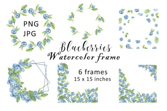 Download Watercolor Frame Blueberries Clipart PNG - Png Collection