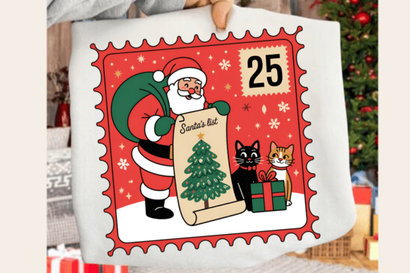 Download Santa Red and Green Holiday Stamp PNG - Png Collection