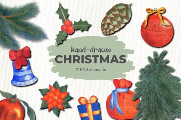 Download 16 Hand-drawn Christmas Elements PNG - Png Collection