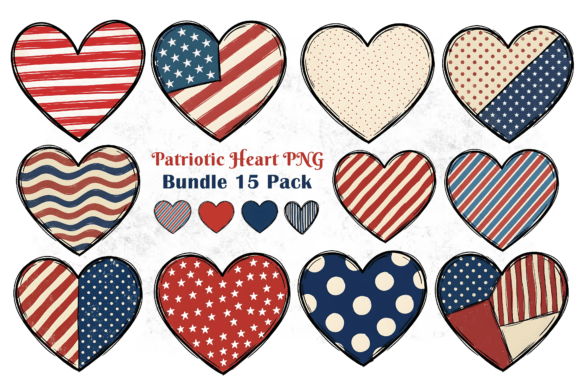 Download Patriotic Heart PNG Bundle 15 Pack - Png Collection